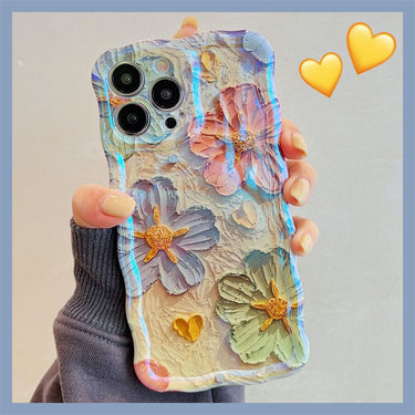 Blue Light Oil Painting Flower Phone Case